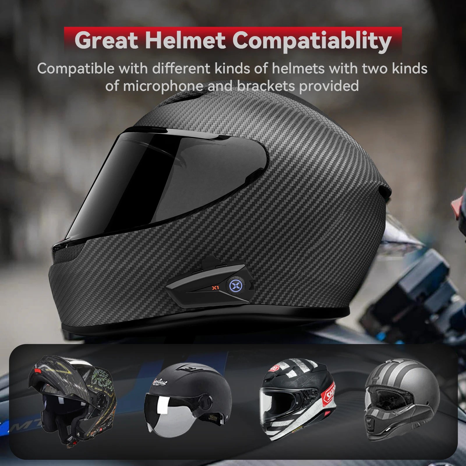 Auricular Bluetooth Para Capacete Moto – IP67 e Controlo Voz