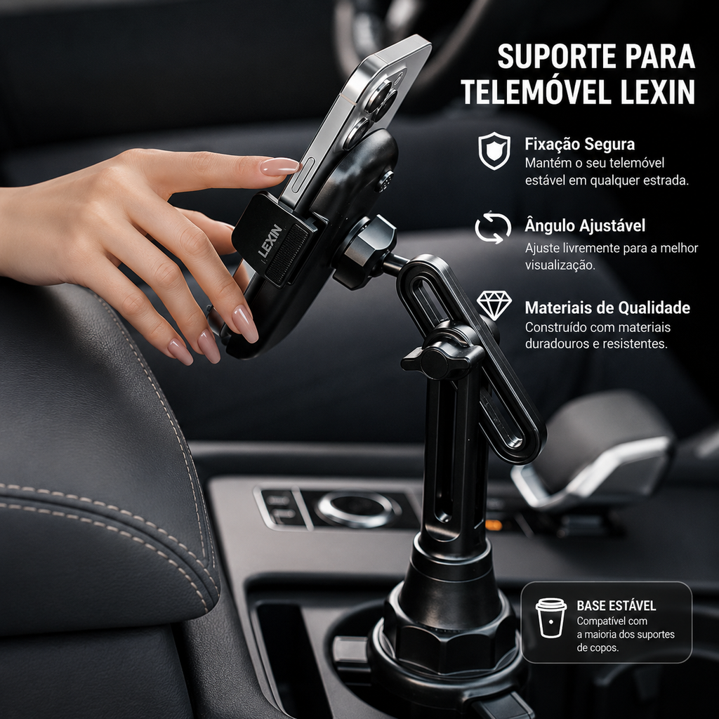 Suporte de Telemóvel para Porta-Copos de Carro | Ajustável