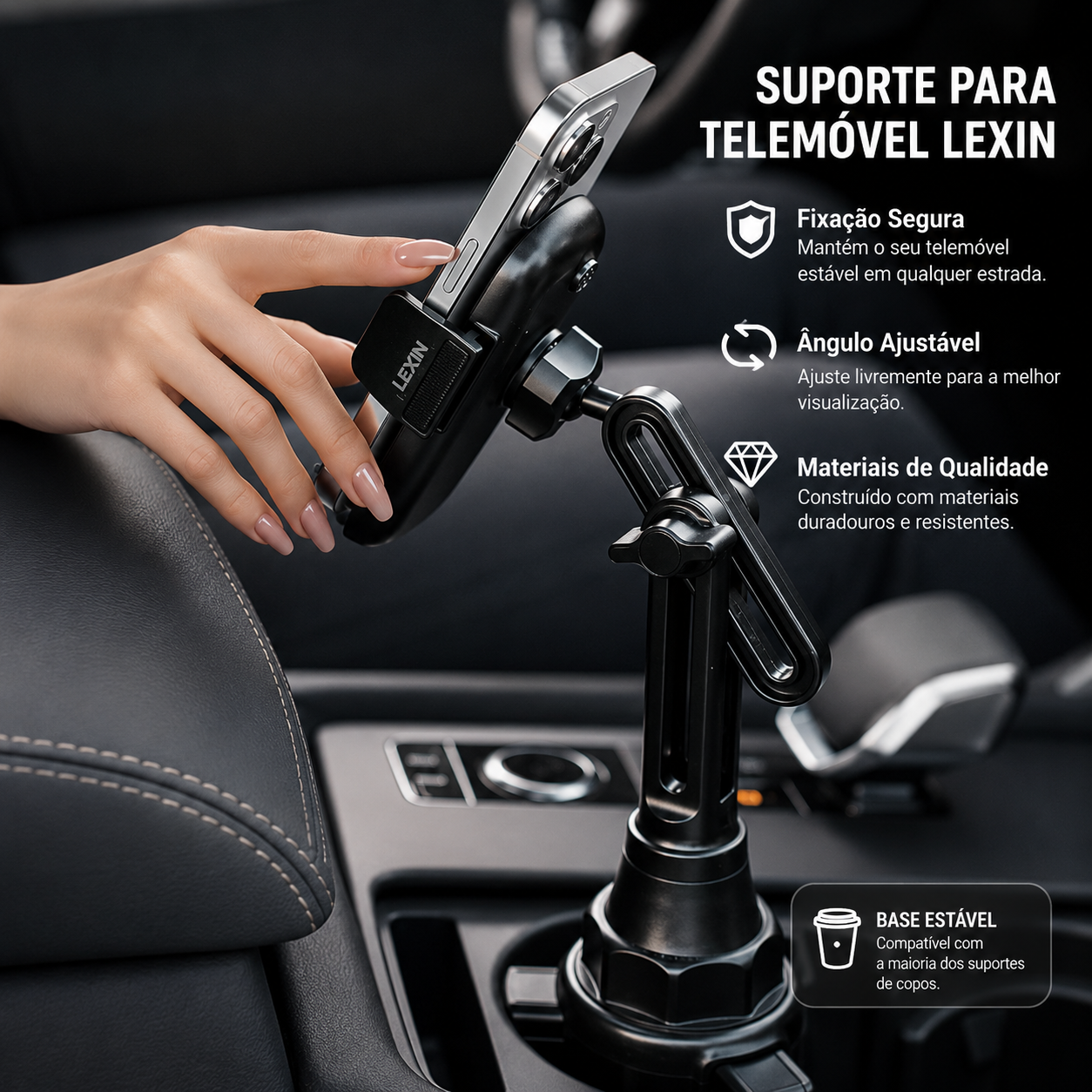 Suporte de Telemóvel para Porta-Copos de Carro | Ajustável