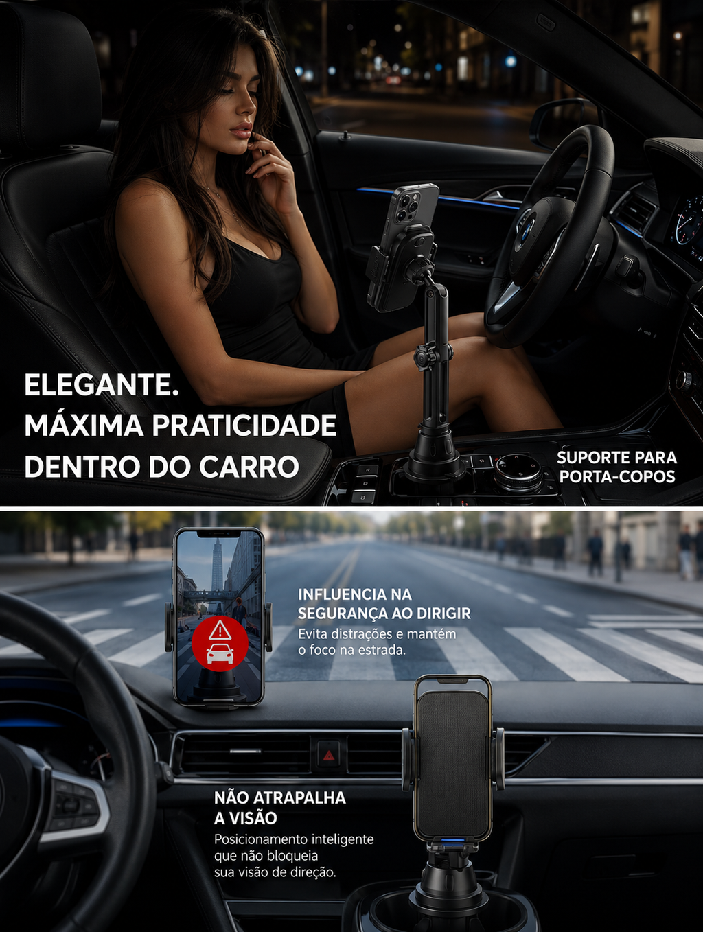Suporte de Telemóvel para Porta-Copos de Carro | Ajustável
