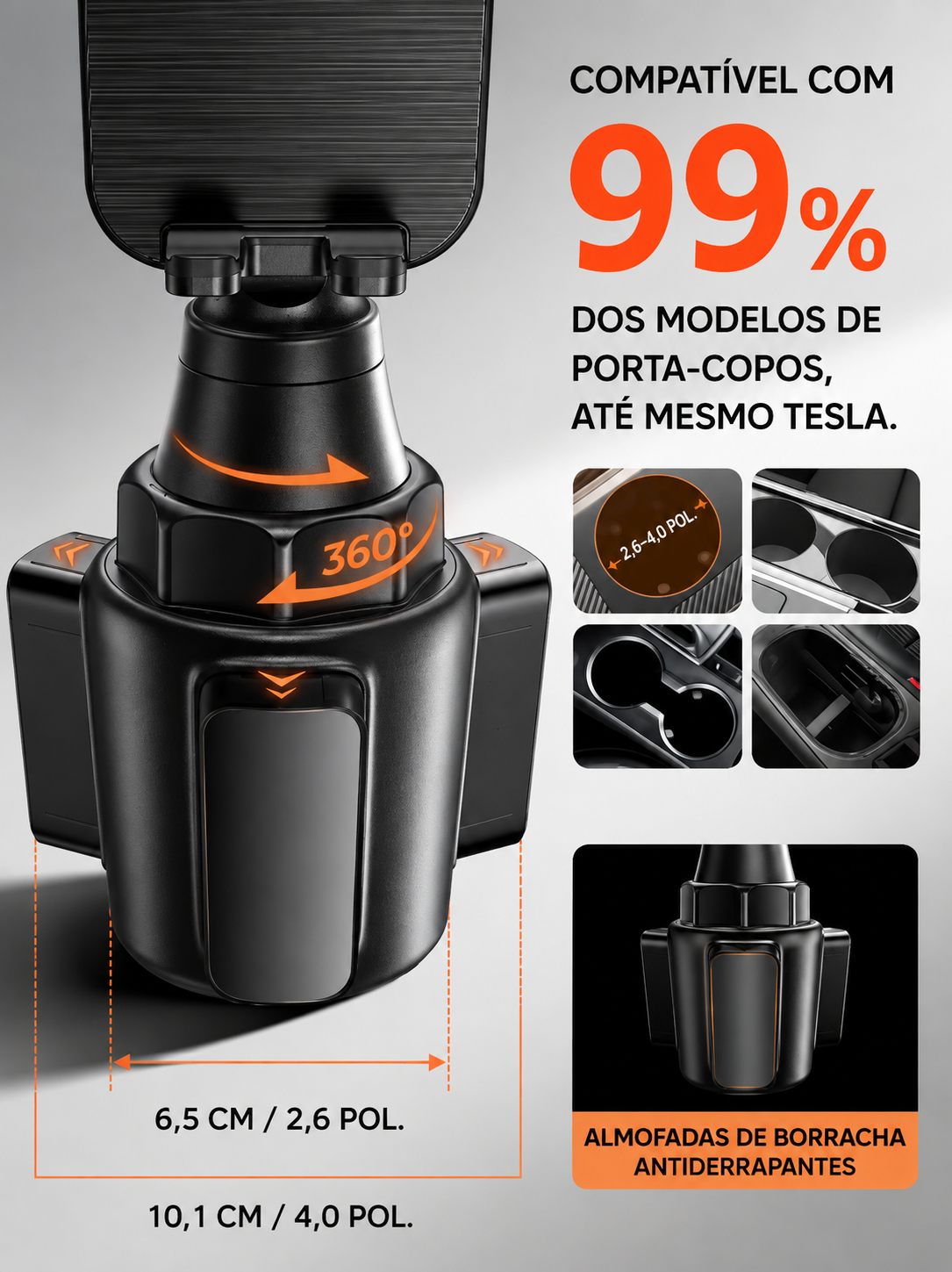 Suporte de Telemóvel para Porta-Copos de Carro | Ajustável