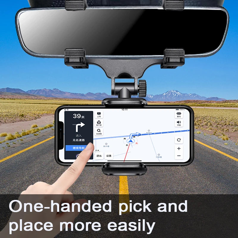 Suporte de Telemóvel Retrovisor para Carro – Rotação Livre