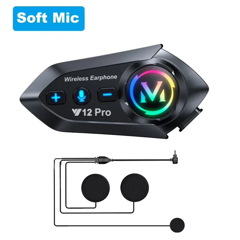 1 un. Microfone Suave Cor Intercom Bluetooth Para Capacete Moto IP56 Até 500 m
