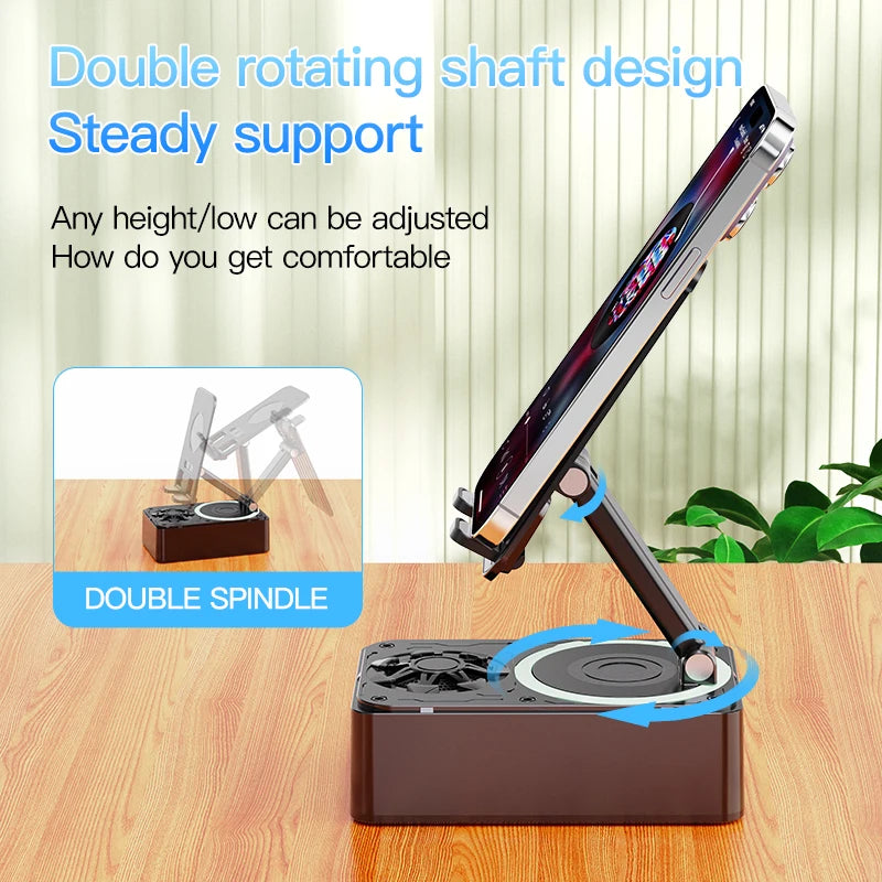 Suporte Bluetooth 3 em 1 com Coluna e Power Bank Dobrável