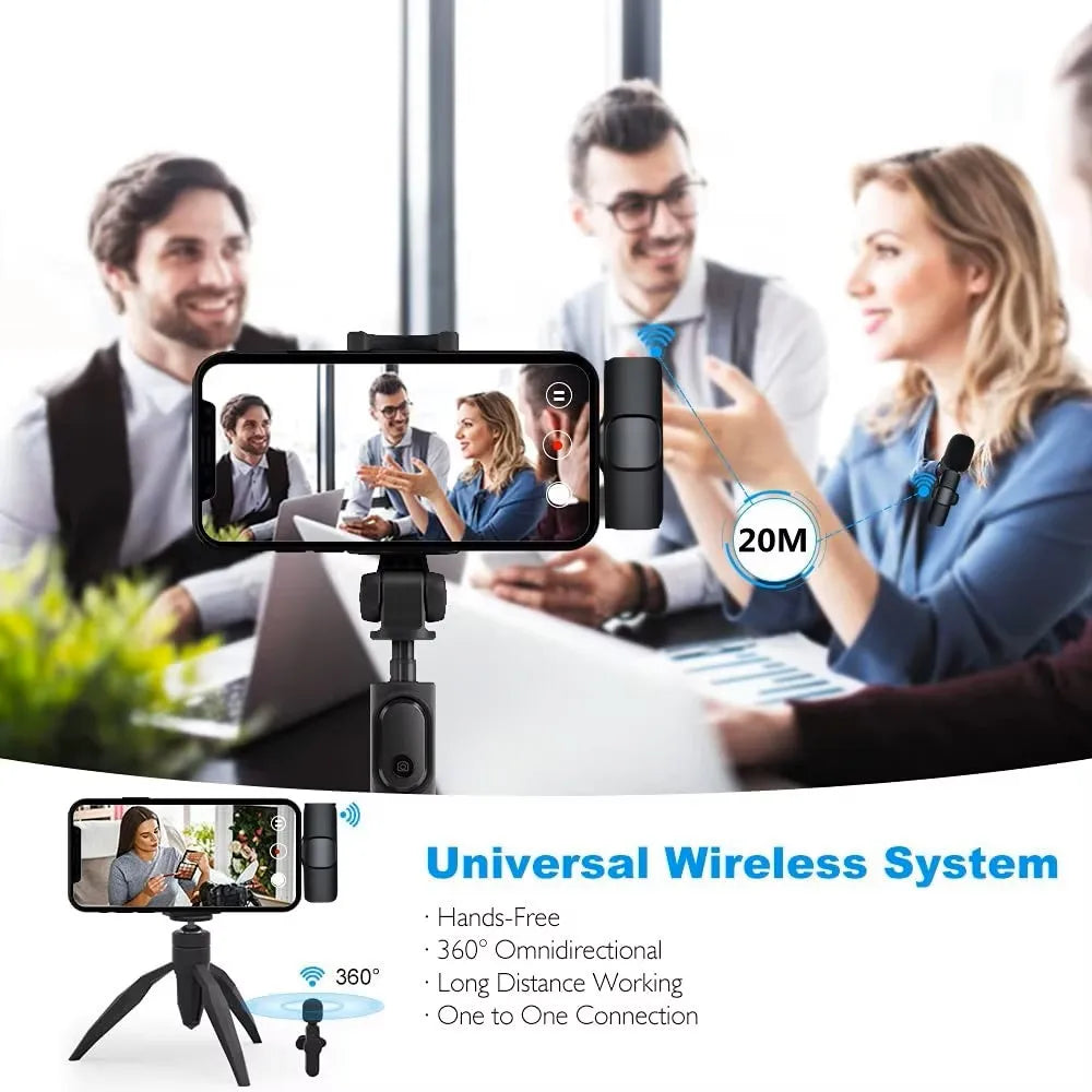 Microfone De Lapela Sem Fios Portátil Para Telemóvel