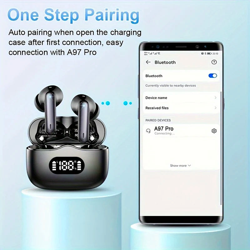 Auriculares Bluetooth 5.3 com Cancelamento de Ruído 40 dB