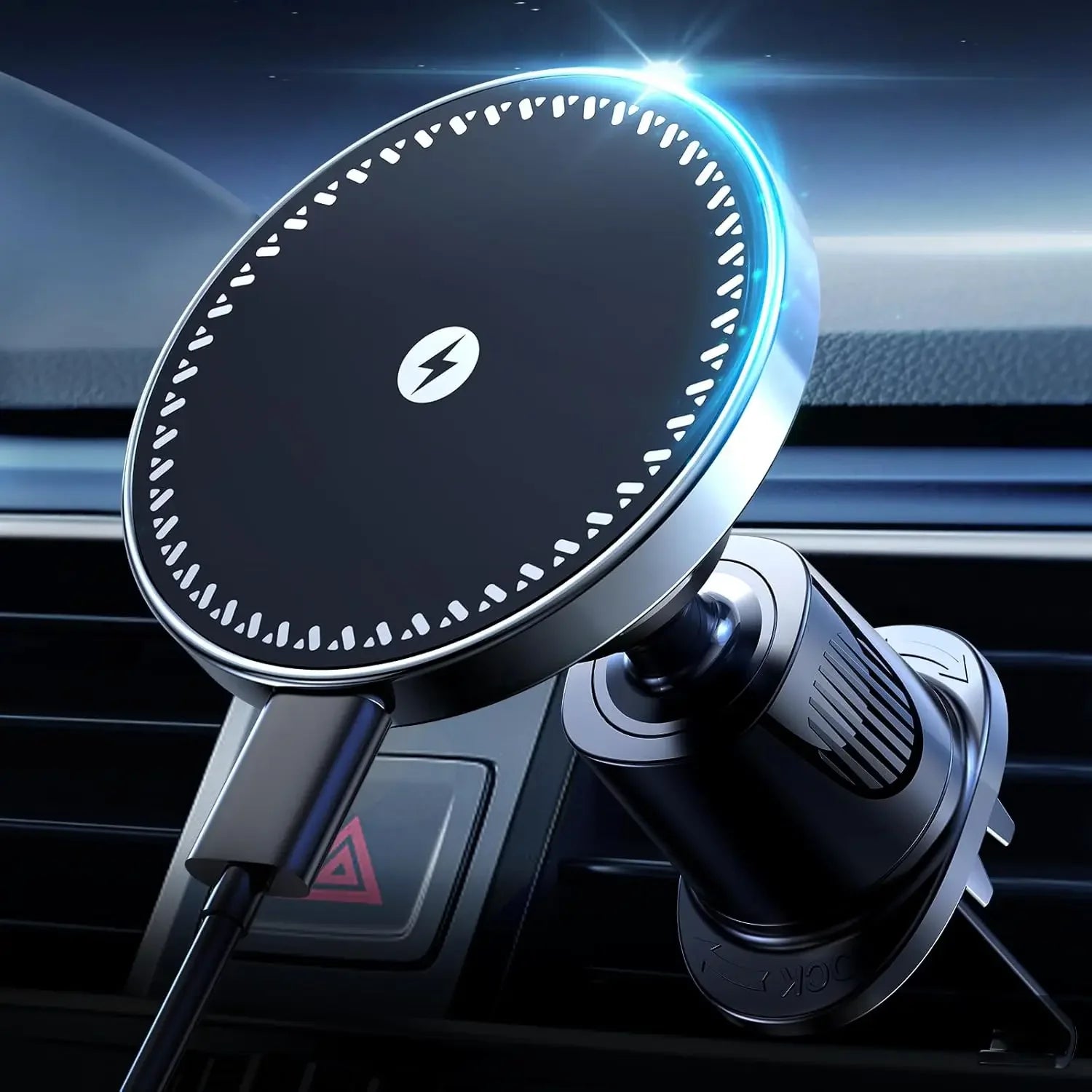 Preto Cor Suporte Carregador Magnético Carro 15W para iPhone