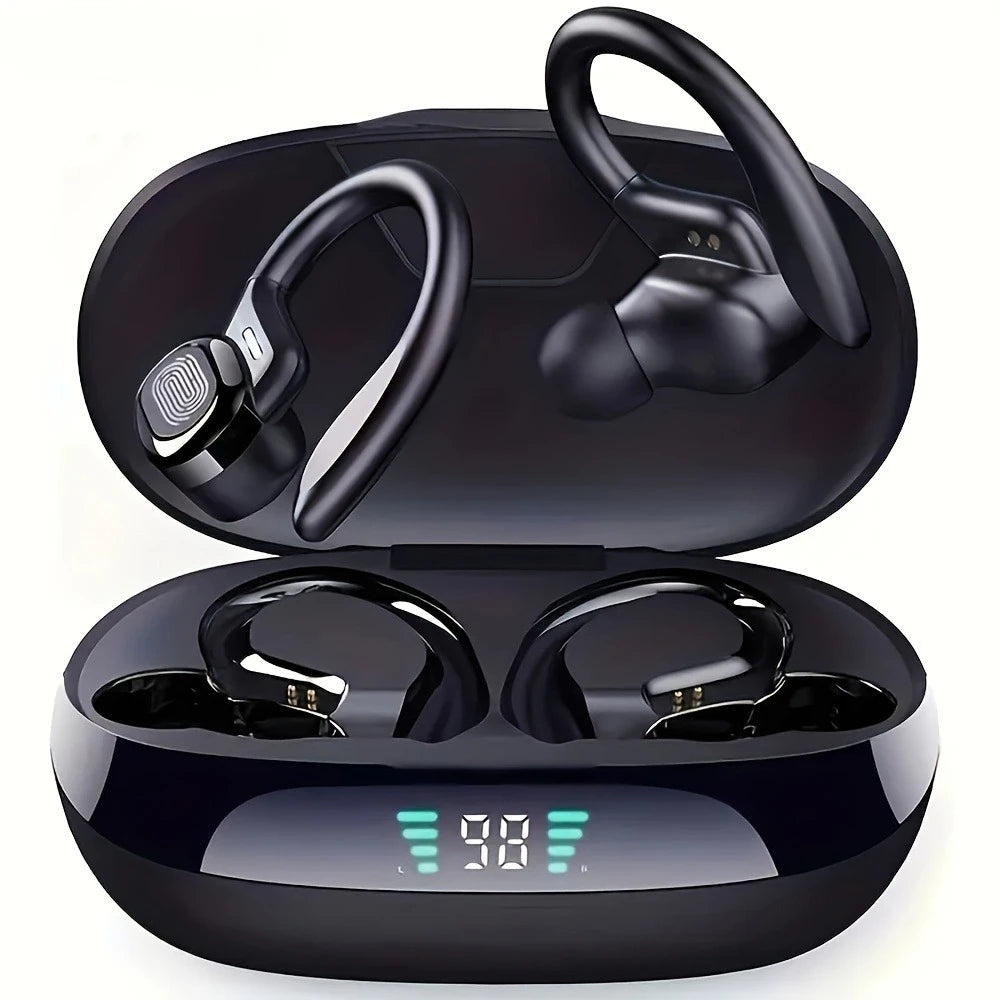 Preto Cor Auscultadores Bluetooth Desportivos True Wireless IPX5