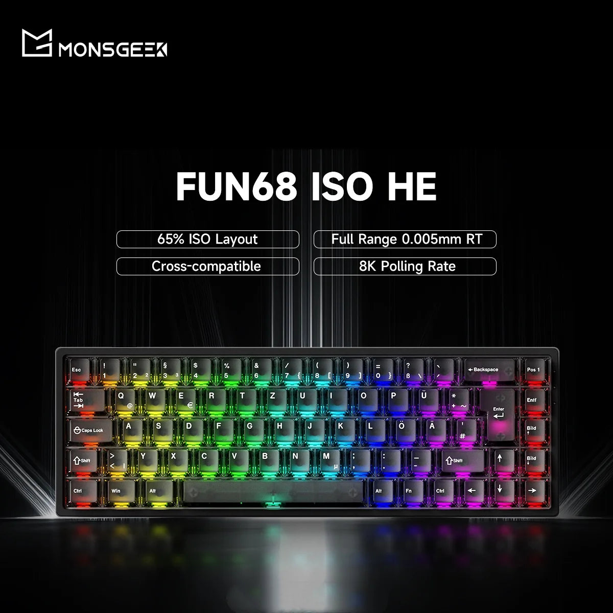 Teclado Gaming 65% Magnético ISO-DE 8K Polling RGB
