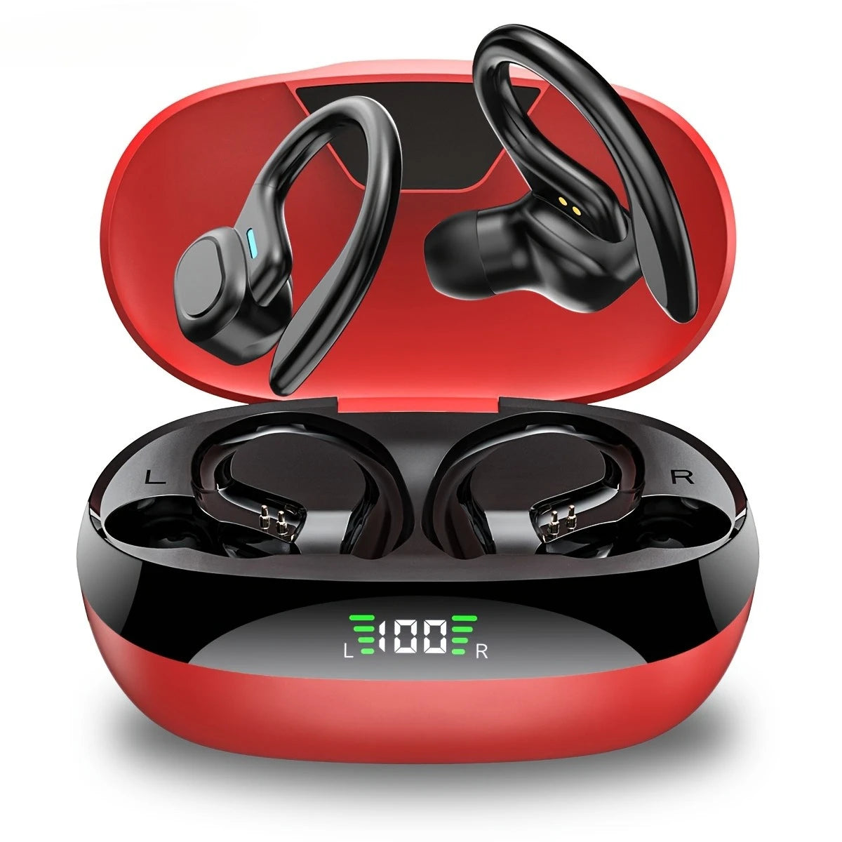 Vermelho Cor Auscultadores Bluetooth Desportivos True Wireless IPX5