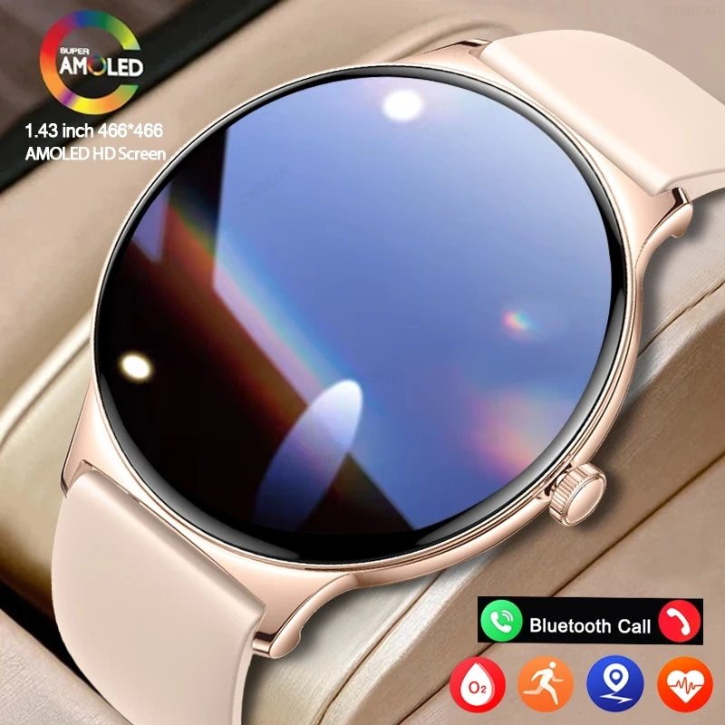 Relógio Smartwatch Feminino 1.43" AMOLED Chamadas BT