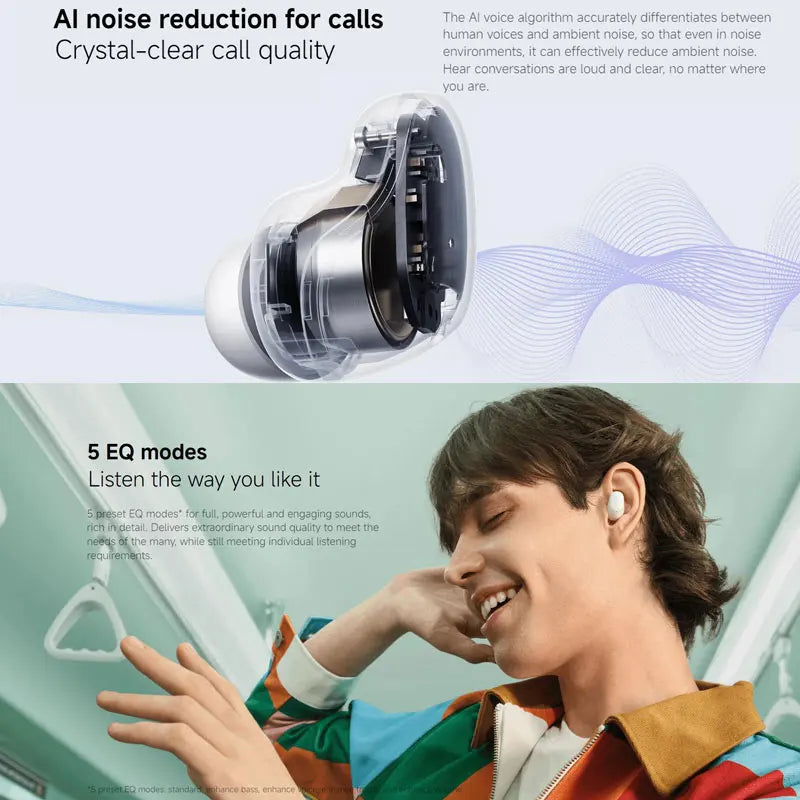 Auriculares Bluetooth TWS com Cancelamento de Ruído AI