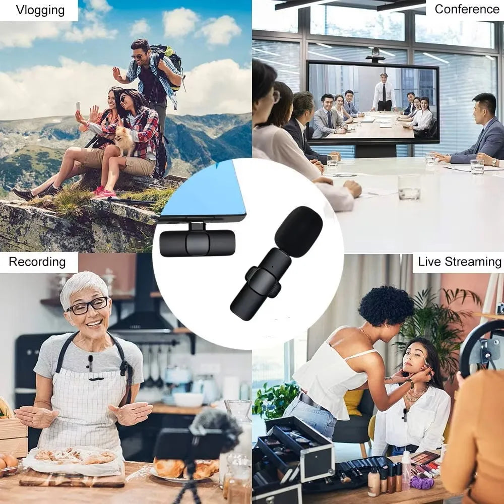 Microfone De Lapela Sem Fios Portátil Para Telemóvel