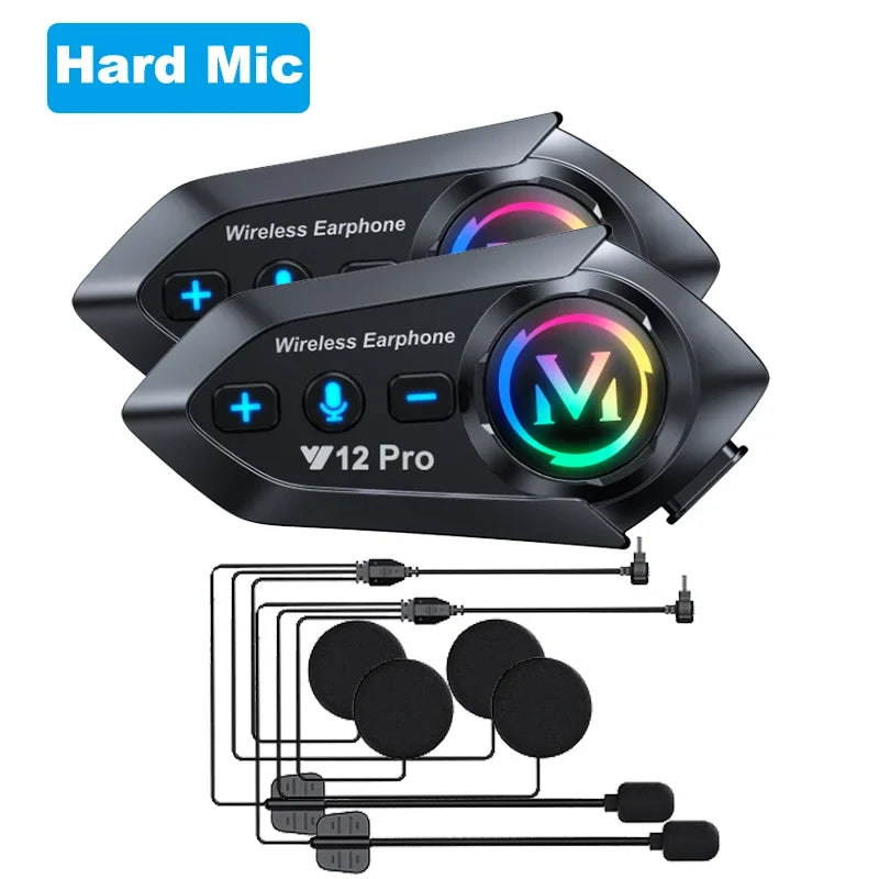 2 un. Microfones Rígidos Cor Intercom Bluetooth Para Capacete Moto IP56 Até 500 m