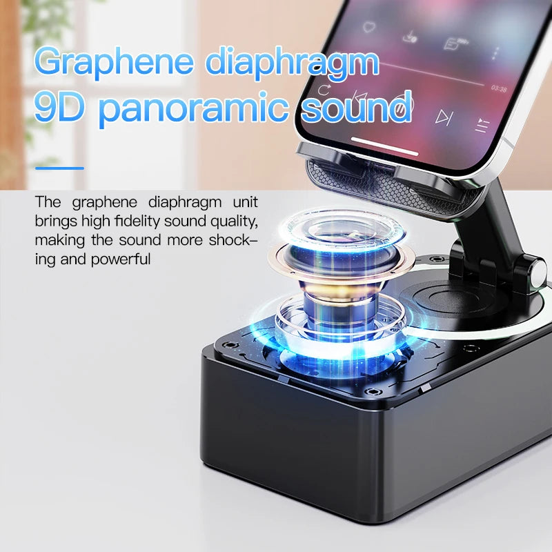 Suporte Bluetooth 3 em 1 com Coluna e Power Bank Dobrável