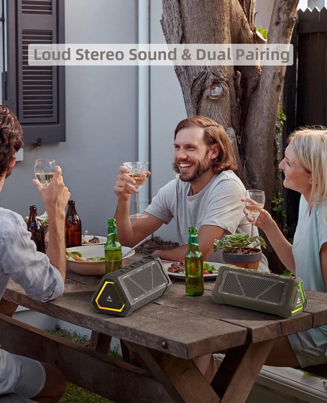 Coluna Bluetooth Portátil 40W IPX7 com Luzes RGB